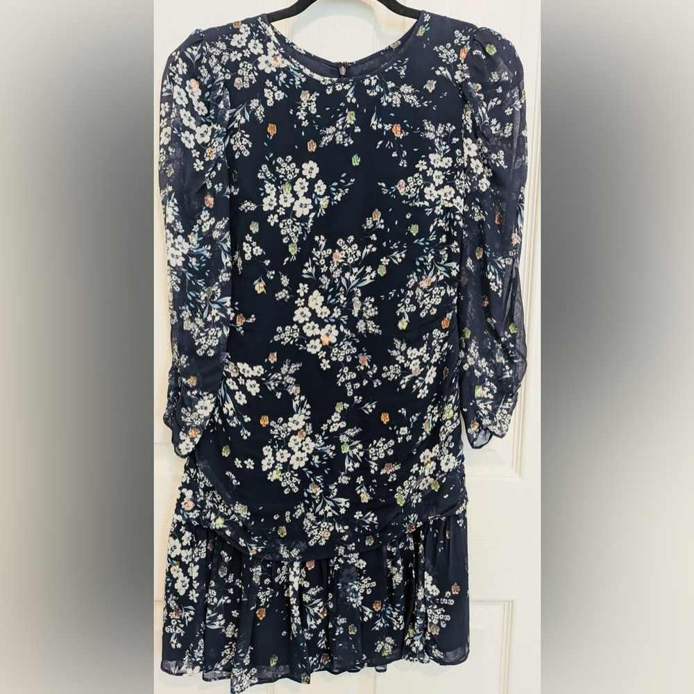 Shoshanna Dark Blue Floral Long Sleeve Dress